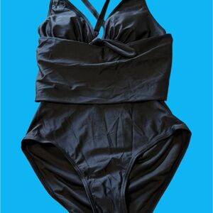 NEW Tournesol Black One Piece Swim Swimwear Swimsuit Women’s Size Small S